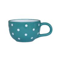 Pöttyös teázós csésze SÖTÉT TÜRKIZ